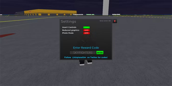 Cách nhập code Airplane Simulator