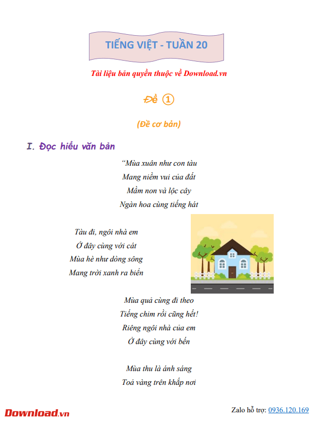 Bài tập cuối tuần lớp 4 môn Tiếng Việt Kết nối tri thức – Tuần 20 (Nâng cao) Bài tập cuối tuần lớp 4 môn Tiếng Việt