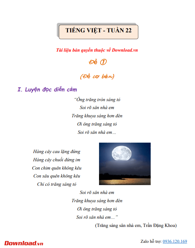Phiếu bài tập cuối tuần lớp 2 môn Tiếng Việt Chân trời sáng tạo – Tuần 22 (Nâng cao) Bài tập cuối tuần lớp 2