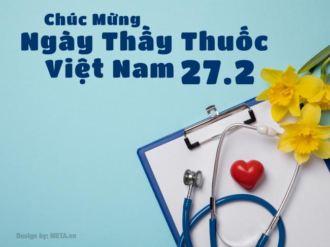 Thiệp ngày thấy thuốc Việt Nam 27-2 có in sẵn lời chúc