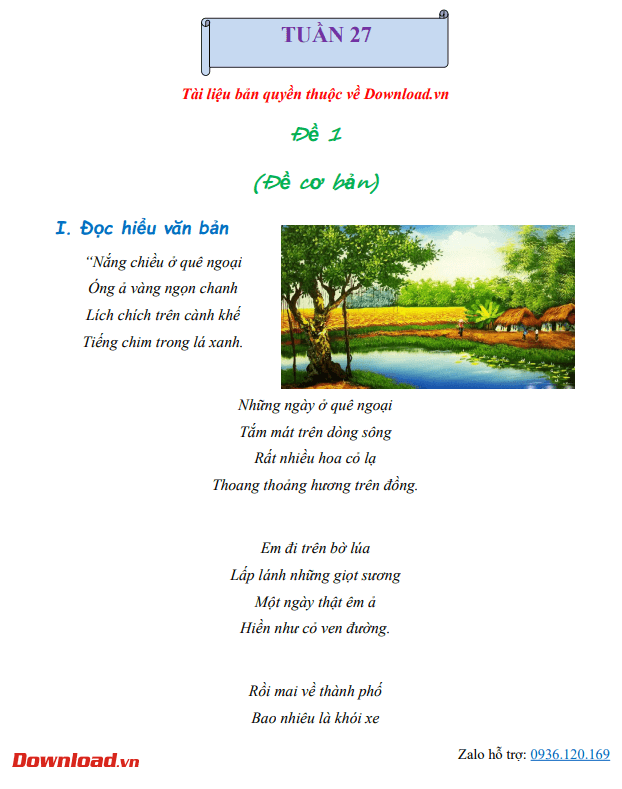 Bài tập cuối tuần lớp 4 môn Tiếng Việt Cánh diều – Tuần 27 (Nâng cao) Bài tập cuối tuần lớp 4 môn Tiếng Việt