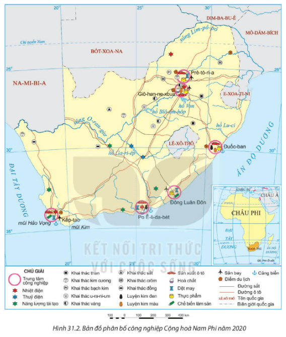 Địa lí 11 Bài 31: Kinh tế Cộng hòa Nam Phi Soạn Địa 11 Kết nối tri thức trang 159, 160, 161, 162, 163, 164