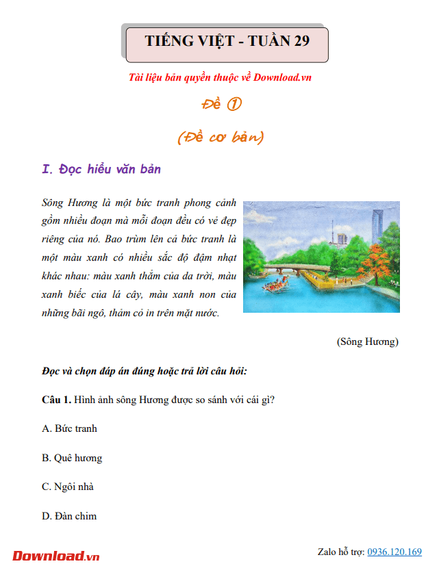 Bài tập cuối tuần lớp 3 môn Tiếng Việt Chân trời sáng tạo – Tuần 29 (Nâng cao) Bài tập cuối tuần lớp 3 môn Tiếng Việt