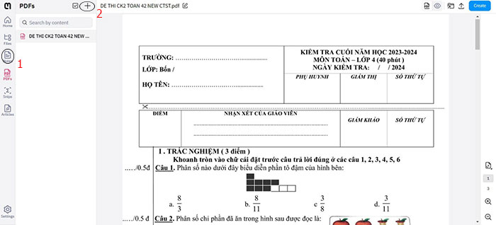 Mở file PDF trên Mathpix trực tuyến