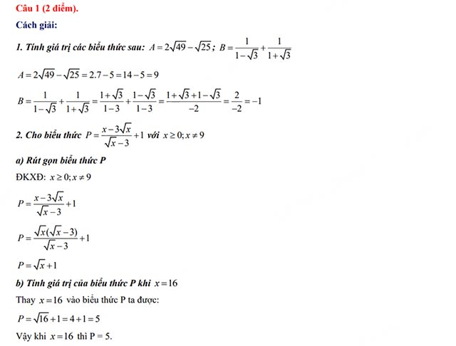 Đáp án đề thi vào 10 Toán Bình Phước năm 2024