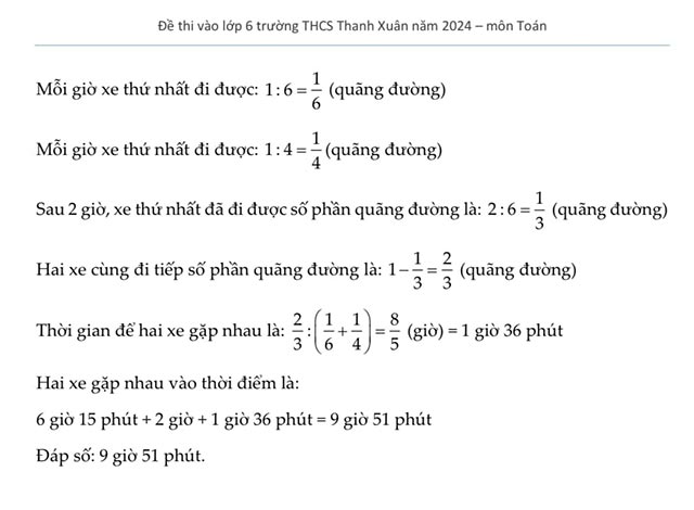 Các bài Toán trong đề thi vào lớp 6 trường THCS Thanh Xuân