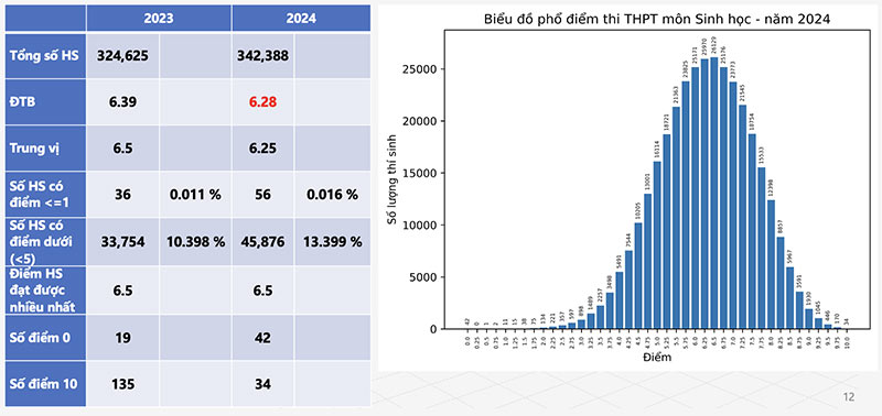 Phổ điểm môn Sinh học THPT 2024