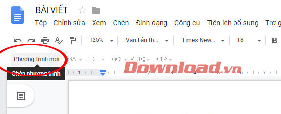 Tạo phương trình mới trên Google Docs