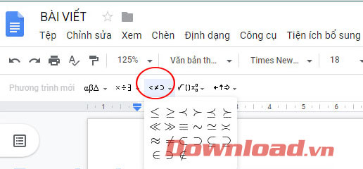 Công thức toán học trên Google Docs