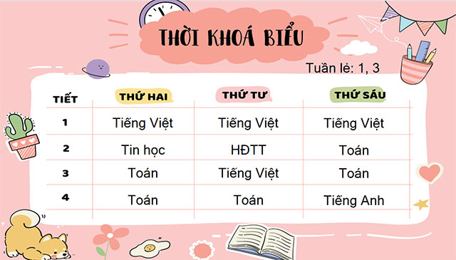 Thời khóa biểu hè