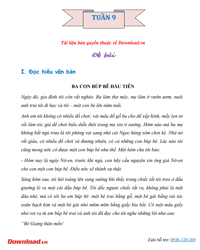 Bài tập cuối tuần lớp 5 môn Tiếng Việt Kết nối tri thức – Tuần 9 (Nâng cao) Bài tập cuối tuần lớp 5 môn Tiếng Việt