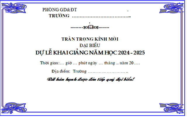 Giấy mời khai giảng năm học mới