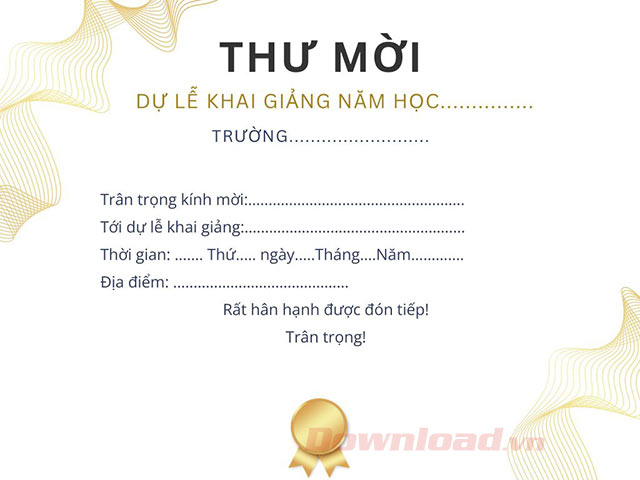 Mẫu thư mời khai giảng đẹp