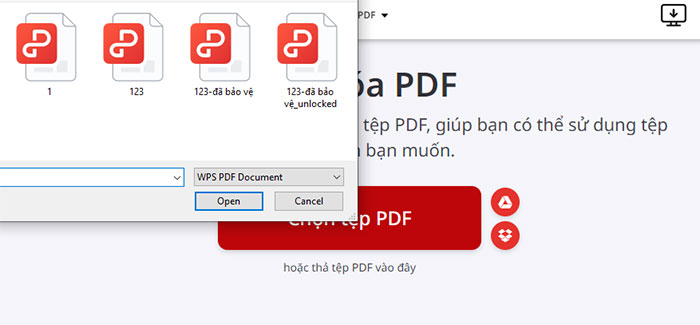 Chọn file PDF bị khóa