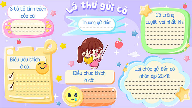 Phiếu viết lời chúc gửi thầy cô 20/11 Lời chúc 20/11 tặng thầy cô