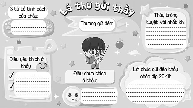 Phiếu viết lời chúc 20/11 cho thầy