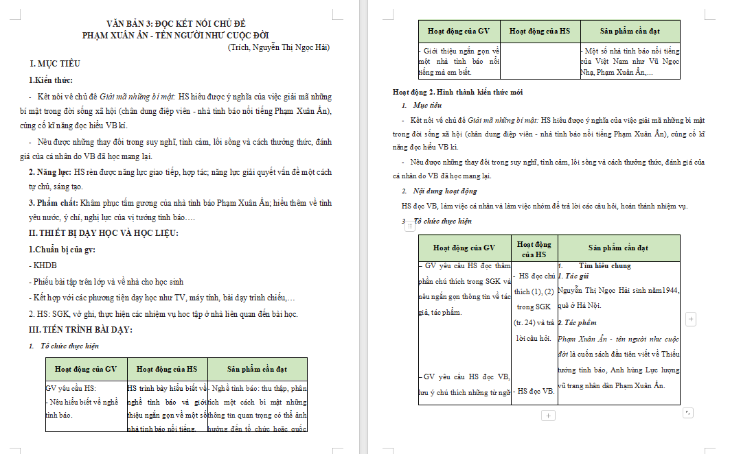 Giáo án PowerPoint Ngữ văn 9 Bài 6: Phạm Xuân Ẩn – tên người như cuộc đời Giáo án Ngữ văn lớp 9 Kết nối tri thức (Word + PPT)