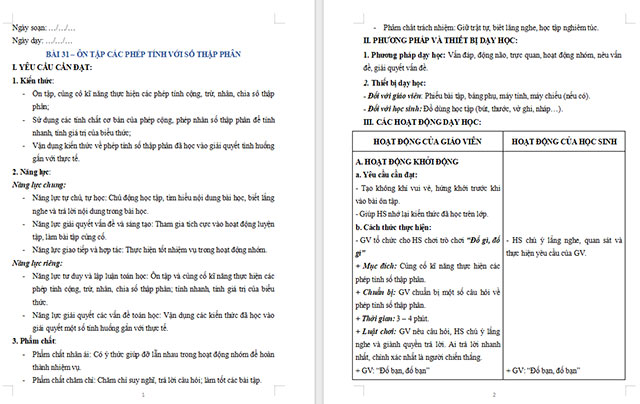 Giáo án dạy thêm Toán 5 Ôn tập các phép tính với số thập phân