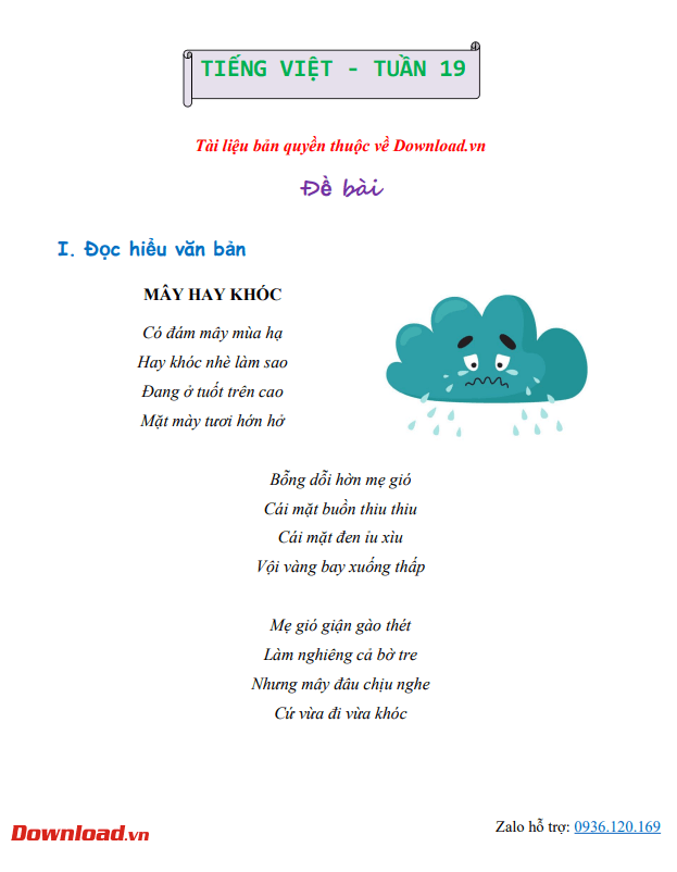 Bài tập cuối tuần lớp 5 môn Tiếng Việt Chân trời sáng tạo – Tuần 19 (Nâng cao) Bài tập cuối tuần lớp 5 môn Tiếng Việt