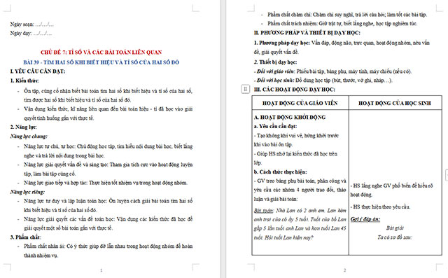 Giáo án PowerPoint dạy thêm Toán 5 Bài 39: Tìm hai số khi biết hiệu và tỉ số của hai số đó Giáo án dạy thêm Toán lớp 5 Kết nối tri thức (Word + PPT)